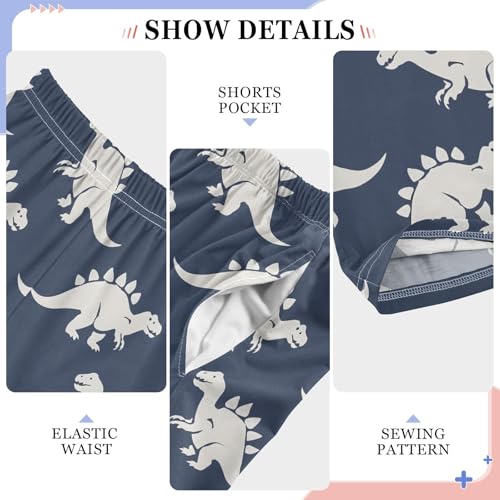 Cartoon Stegosaurus Pajama Pants Lounge Sleep Pants Elastic Waist Long Pajama Bottoms with Pockets for 6-14 Years4