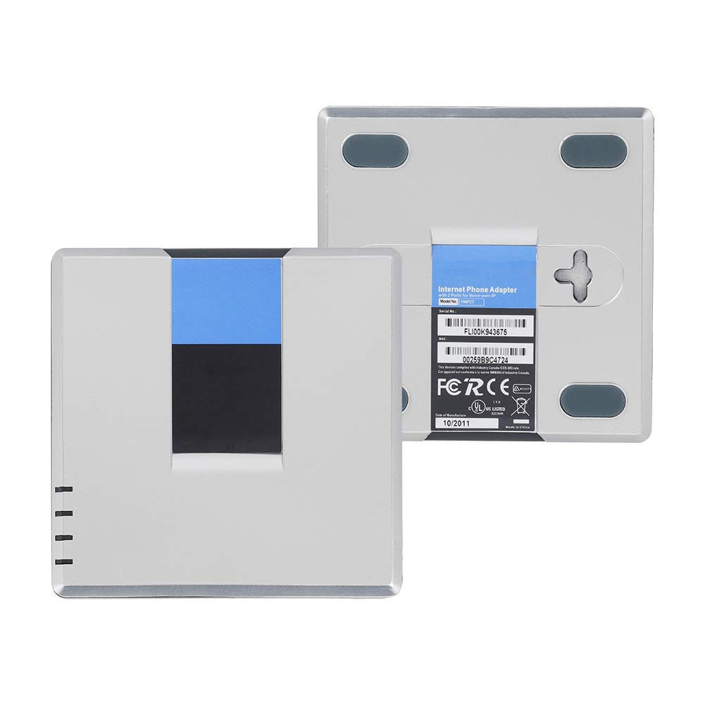 Adattatore per telefono Internet gateway VoIP a 2 porte, cavo SIP RJ45 per PAP2T, con cavo di rete, supporto protocollo DHCP / SIP V2 / fax / compressione multi-voce.(EU)