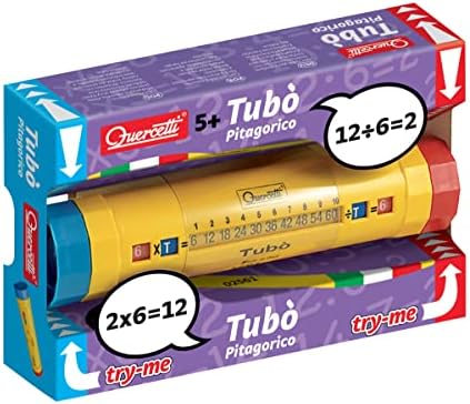 Quercetti Tubo Educational Toy for Learning Multiplication and Division Tables - Kids Practice and Learn Math Equations by Turning The Knobs - for Ages 5 Years and up