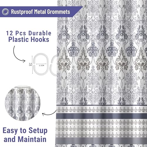 Image of HOMETHREADS Embrace Luxury with Our 6-Feet Long Premium Polyester Shower Curtain with 12 Hooks for a Lavish Bathroom Ambiance | Stylish, Splendid, and Perfectly Sized (Floral Multi, 180x200cm)