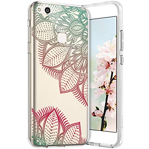 Robinsoni Case Compatible with Huawei P10 Lite Cover Huawei P10 Lite Case Transparent Crystal Case Soft Silicone TPU Case Glossy Gel Rubber Cover Clarity Ultra Thin Cover Buhhda Flower Cover