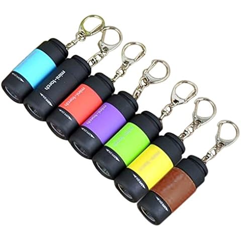 Mini Keychain Flashlight, 50 Lumen USB Rechargeable Small Pocket LED Torch Flashlight (7 pack) Cover