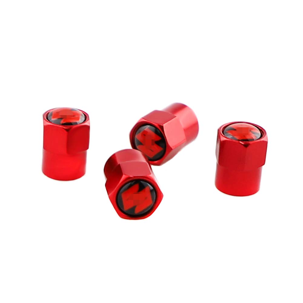 Kewucn Lot De 4 Bouchons De Valve De Pneu De Voiture En Alliage D'aluminium, Résistants à La Corrosion Et Aux Fuites, Accessoires Universels Pour Voiture, SUV, Camion, Moto (rouge