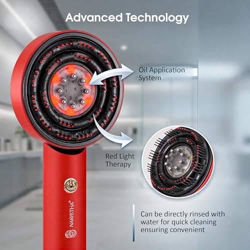 Image of NARISTHA Multi-Functional Smart Electric Hair Comb | Scalp Massager with RGB Light Therapy | Oil Applicator Comb | Rechargeable Waterproof Hair Care Device