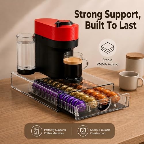 Image of Nespresso Pod Holder Organizer for Vertuo Pods, Coffee Pod Drawer Organizer