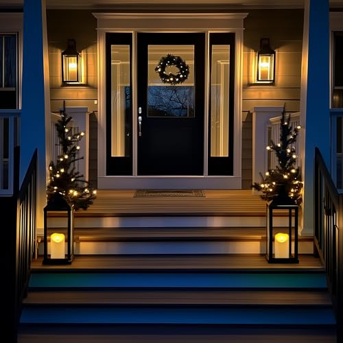 Image of Homemory 4 inchx6 inch Outdoor Waterproof Flameless Candles with Timers and Remote Control, Battery Operated Candles, LED Plastic Candles, Ivory White, Set of 2