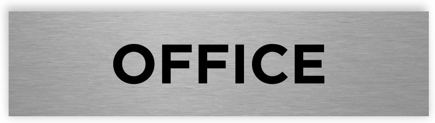 Slimline Aluminium Office Door Sign from ViroDisplay® - Rigid Brushed Silver Aluminium 200 x 50mm - Durable Printed Surface - Self-Adhesive Fixing