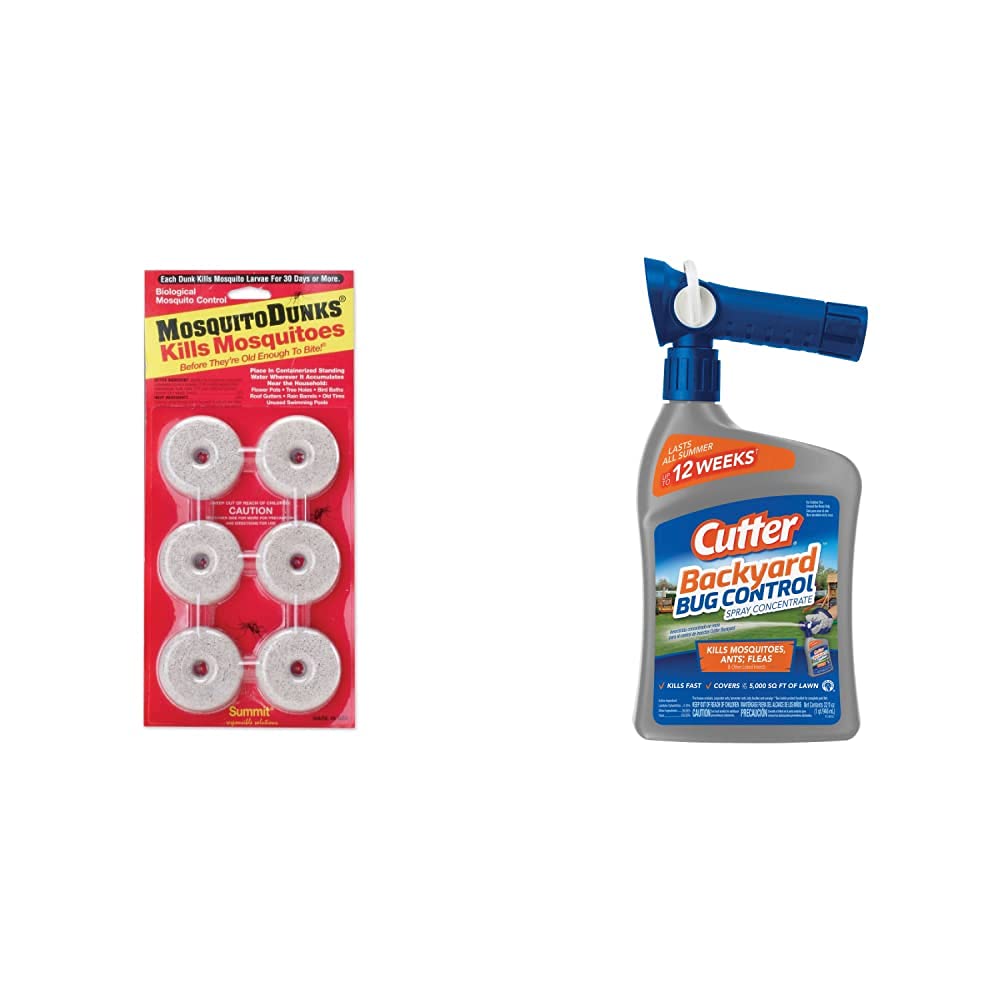 110-12 Mosquito Dunks, 6-Pack, Natural & Cutter Backyard Bug Control 32 oz Ready-to-Spray Hose End Insect Repellent Concentrate HG-61067