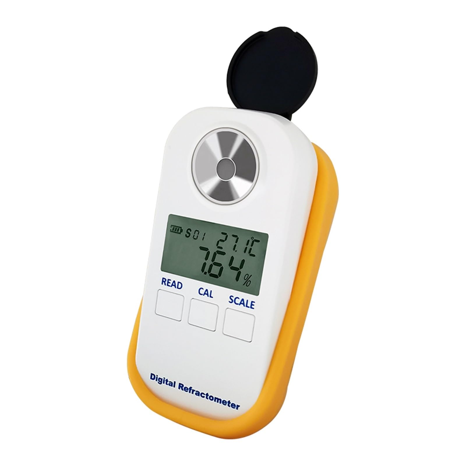 Refraktometer Handgeraet, 0–94% digitales Refraktometer, Honig-Zucker-Messgerät, Brix-Messgerät, Tester, Fruchtsaft-Getränke-Zuckergehalt-Tester, Messgerät