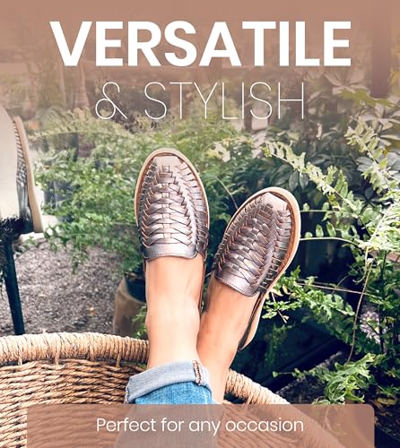 Image of Macarena Collection Womens Shoes Leather Sandal Flat for Women | Huarache Handmade Mexican Sandals | Comfortable & Stylish Womens Sandals 3050