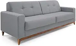 Sofá 4 Lugares Herval Safira, Linho Cinza Claro