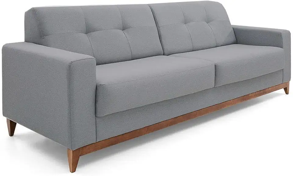 Sofá 4 Lugares Herval Safira, Linho Cinza Claro