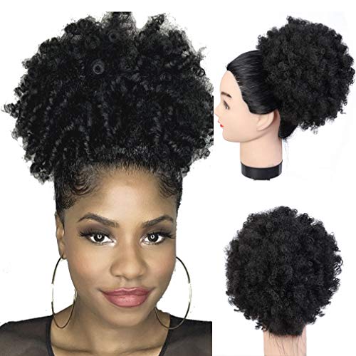 COSYMAY Drawstring Ponytail Afro Ponytail for Women Short Synthetic Kinky Puff Ponytail, Average Size, 2