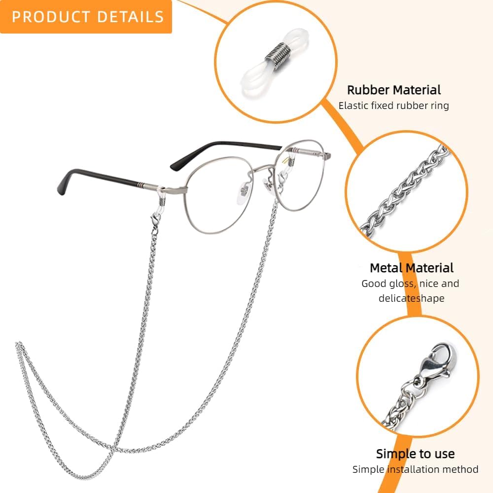 Eyeglass Chain for Women Stylish,Stainless Steel Glasses Strap for Men Women,Eye Glasses Holders Around Neck