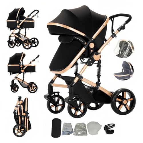 Image of Doraystar 2 in 1 Baby Stroller with Bassinet Mode, Reversible Infant Pram, One-Click Folding, Newborn Travel Stroller, Convertible Toddler Standard Pram Carriage (2US588-BG)
