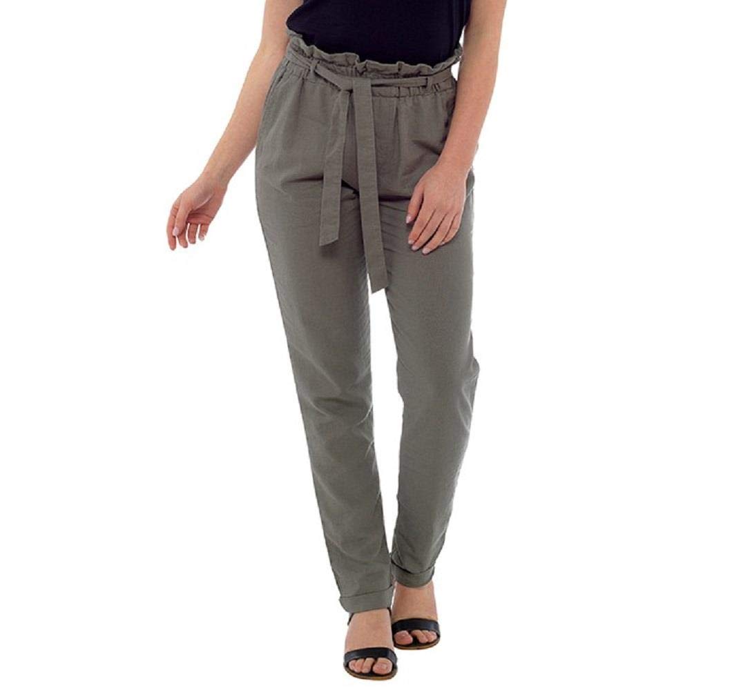 Undercover Ladies Linen Paperbag Waist Trousers LN934 Khaki 18