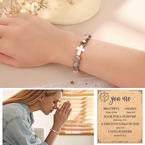 Christian Mothers-Day Gifts for Women, First Communion Confirmation Graduation Gifts Religious Cross Bracelet for Mom/Daughter/Friend/Sister/Grandma/Granddaughter/Godmother/Her, Inspirational Birthday Faith Based Jesus Jewelry2