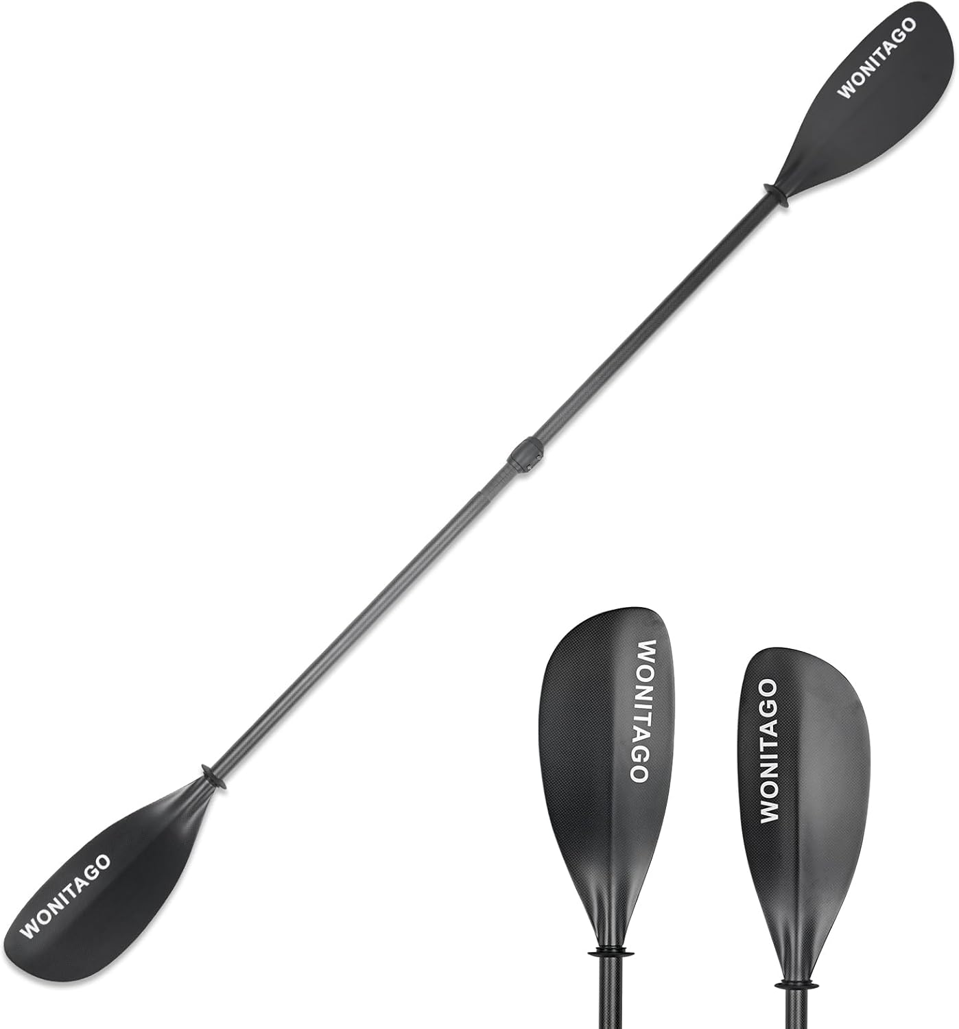 Full Carbon Fiber Kayak Paddle with Large Paddle Blade, 2-Piece, Floating Adjustable Kayak Paddles with Paddle Bag, 215-225 cm/85-89 Inches Full Carbon Fiber Kayak Paddle with Large Paddle Blade, 2-Piece, Floating Adjustable Kayak Paddles with Paddle Bag, 215-225 cm/85-89 Inches