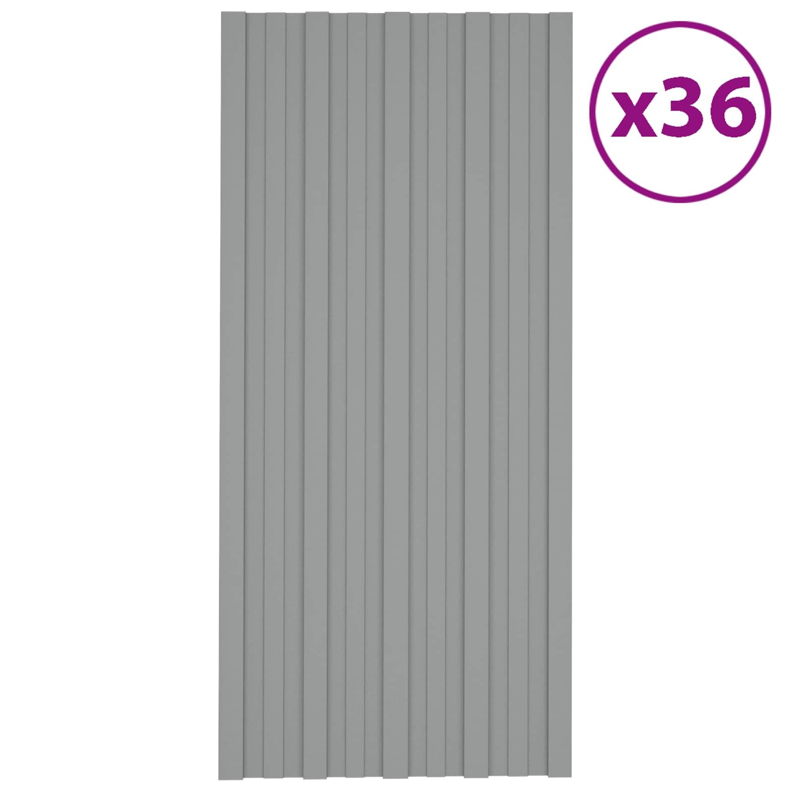 Lot de 36 panneaux de toit, gris, 100 x 45 cm, en acier galvanisé pour garages et abris de jardin, design rectangulaire, 0,23 mm d'épaisseur, solution de toit moderne