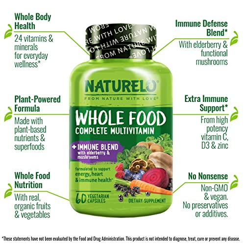 NATURELO Whole Food Multivitamin + Immune Blend