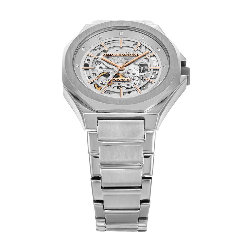Armani Exchange Orologio da donna, Movimento automatico a tre lancette e cassa da 36 mm con cinturino in acciaio inossidabile