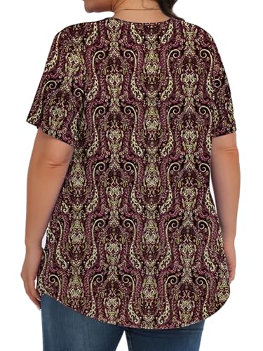 Image of Tencede Womens Plus Size Tops Tunic Short Sleeve Crew Neck Shirts Casual Soft Blouse 1X-5X
