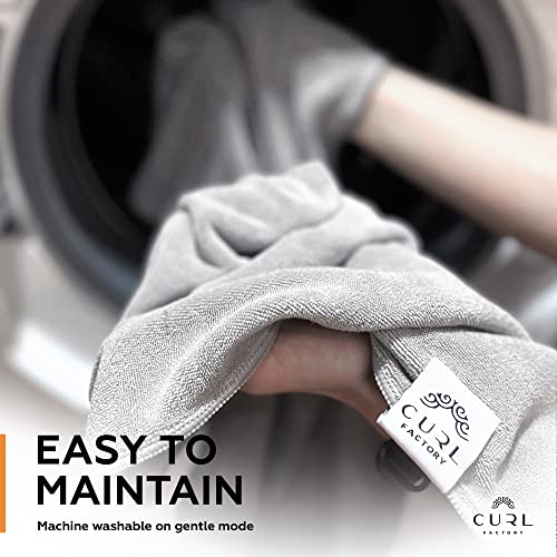 Super Absorbent Quick Dry No-Frizz Soft Microfiber Hair Towel Wrap For Curly, Coily Or Tight Hair With Robust Elastic Strap For Drying And Plopping 20X40 Inch, Gray #TOP4