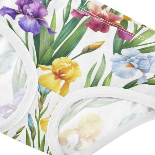 Colorful Girls Underwear Toddler 2t Cotton Panties for Girl Colorful Irises Green Leaves Briefs Kids Undies4