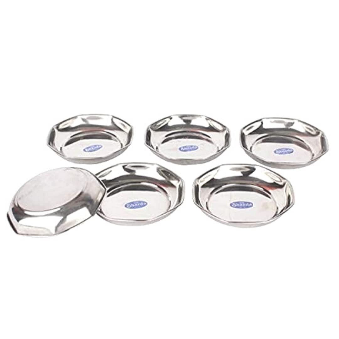 Sharda Metals Stainless Steel Side Serving Sixer Plates Dishes, Small, Silver, Set of 6. (B0862CB39Q) Amazon Price History, Amazon Price Tracker