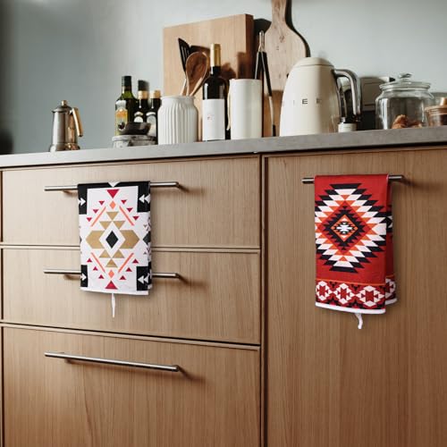 Image of Bencailor 6 Pcs Aztec Kitchen Towels Decorative Sets Dish Towels Absorbent Fast Drying Hand Tea Vintage Hanging Reusable Cleaning Dishcloths for Cooking Farmhouse Bathroom Accessory