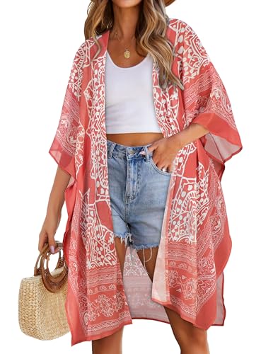 Image of Women's Kimono Swimsuit Coverups Summer Beach Loose Cardigans for Swimwear