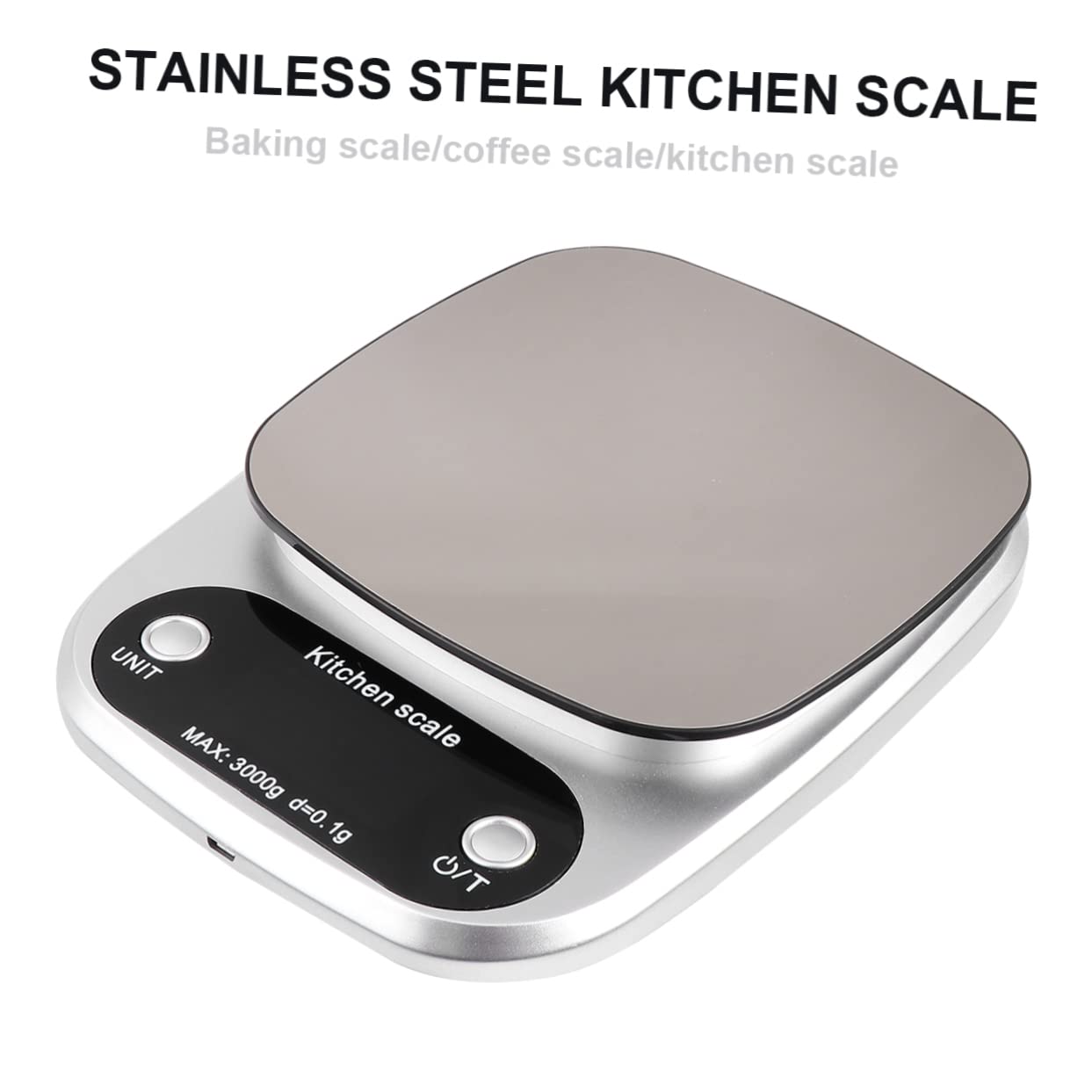 Digitale Küchenwaage mit Präziser Lcd Anzeige aus Edelstahl Wiederaufladbare 3kg Kapazität und 0,1g Genauigkeit für Küchengebrauch