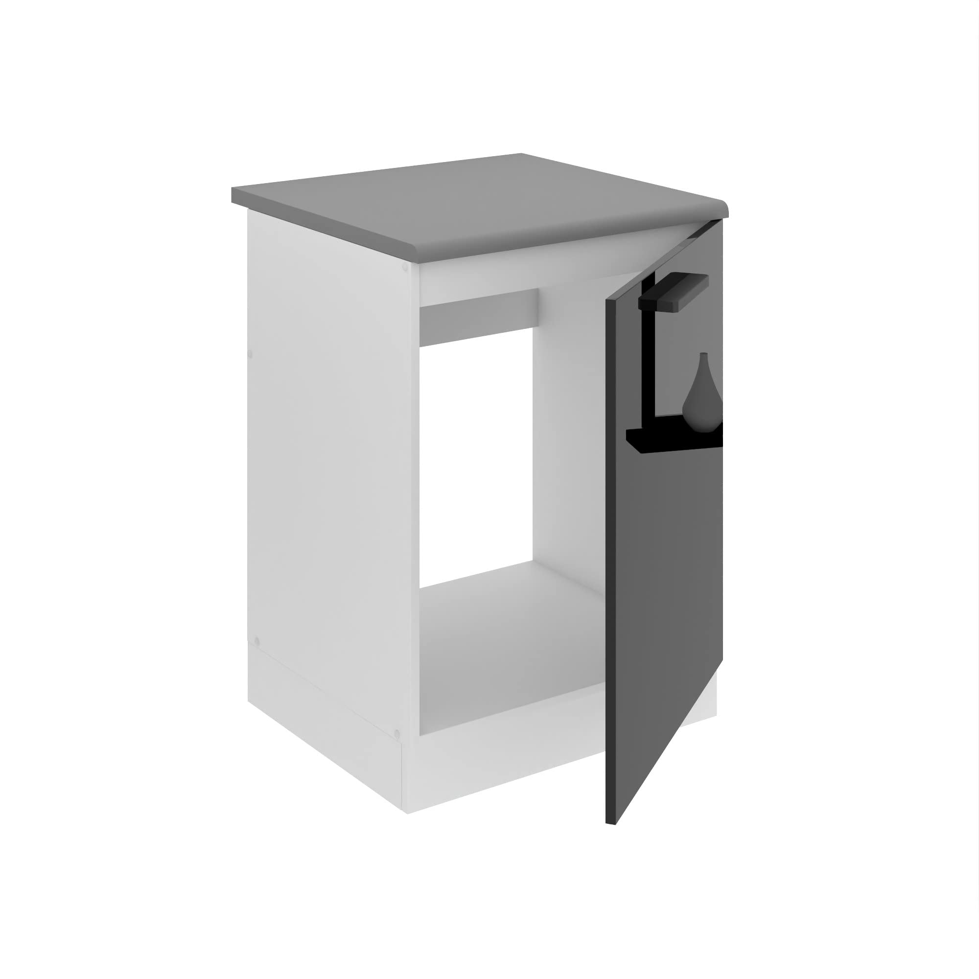 Belini mobile lavello SDZ 60 cm, con piano di lavoro, Nero lucido | Mobile basso cucina, mobile lavello, mobile basso da cucina larghezza, con 1 anta