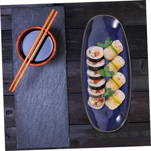 Plato pequeño de cerámica azul para sushi miniatura 5