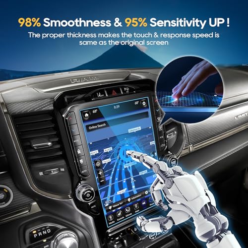 Image of 2019-2025 2026 Ram 1500 2500 3500 Screen Protector 12 inch for Dodge Ram (Laramie /Rebel /RHO /Limited /Limited Longhorn /TRX) Uconnect 12-inch Touchscreen, 9H Tempered Glass 2025 2026 Ram 1500 Accessories