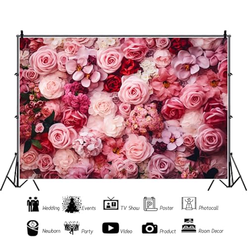 Fondo fotográfico de flores 10x8 ft color rosa miniatura 2