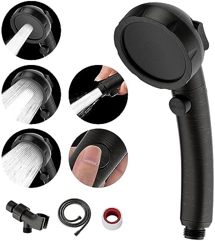 High Pressure 6 Setting Shower Head Hand-Held with ON/OFF Switch and ...