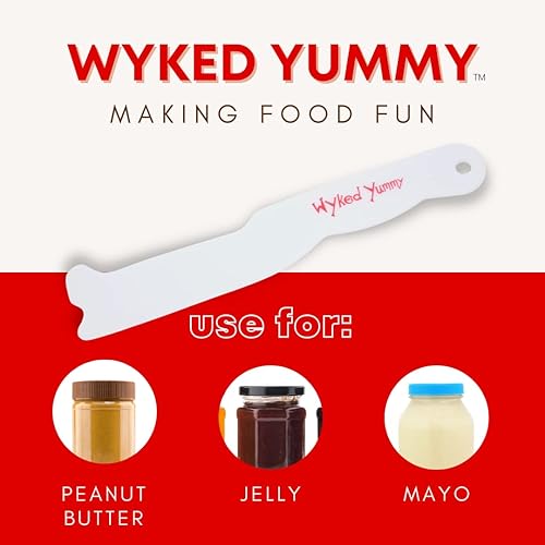 Miniatura 3 de WYKED YUMMY Raspador de tarro de cuchillo de plástico para esparcidor de mantequilla de maní y gelatina, también se utiliza para mayonesa y conservas