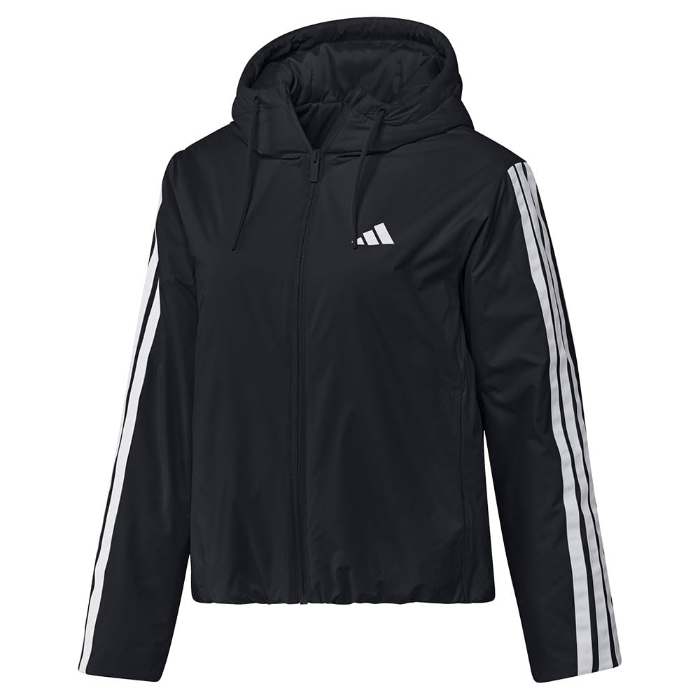 adidas Women's Essentials Climawarm 3 Stripes Insulation Hooded S Coat, black, S