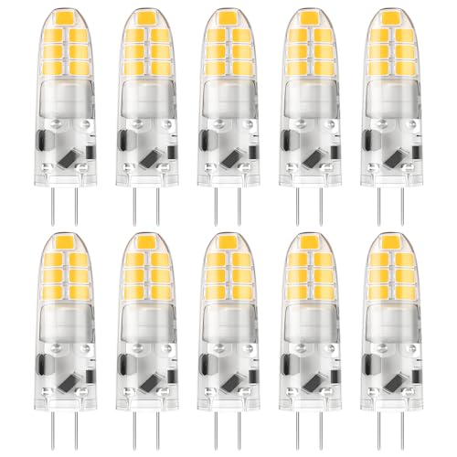 DiCUNO Lampadina LED G4, 2W equivalente alogeno 20W, 200LM, Bianco neutro 4000K, 12V, Non dimmerabile, Lampadina piccola a risparmio energetico per cappe/lampadari, 10 Pezzi