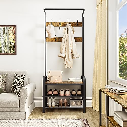 image for YITAHOME Coat Rack Stand with Shoe Storage, Industrial Hall Tree with 