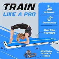 AirTrack Nordic Home 3m Special Edition Mehrfarbig mit Luftpumpe, Turnmatte Aufblasbar, für Gymnastik, Yoga - Langlebig & Einfach zu Transportieren Matte Sport, Air Track Gymnastikmatte (Blau) – Ansicht 3