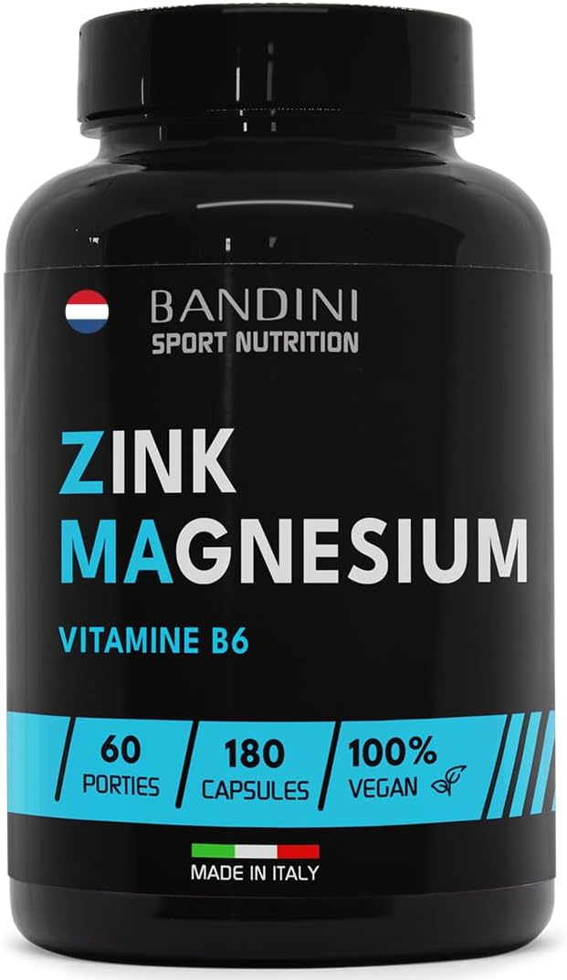 Bandini® ZMA 180 Capsules (60-dagen dekking) Supplement met zink, magnesium en vitamine B6 – Energie, herstel en spiermassa – Vermindert vermoeidheid en moeheid – Voor mannen en vrouwen