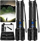 ECLINCO 2 Pack 99,000 Lumens Rechargeable Flashlight, Super Bright LED Flash Light with COB Light...