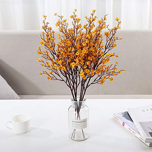 Momkids 6 Pcs Faux Flower Fake Babys Breath Flower Bulk Artificial Gypsophila Bouquet Silk Floral For Home Kitchen Bedroom Festival Wedding Xmas Party Decor (Orange) #TOP2