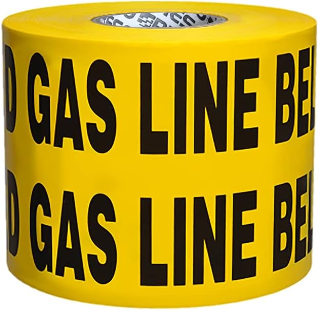 Presco Underground Non-Detectable Tape: 6 in. x 1000 ft. (Yellow with Black "CAUTION BURIED GAS LINE BELOW" printing)