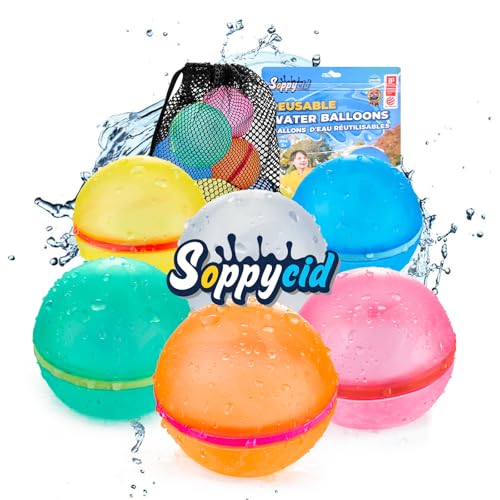 6 PCS Reusable Water Balloons, Refillable Magnetic Water Balls fo...
