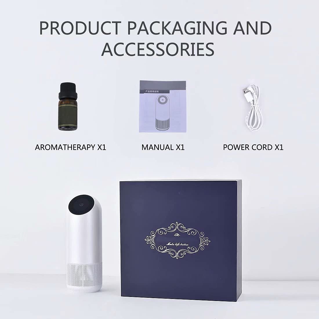 Purificatore D Aria con Filtro, Depuratore Aria per Auto con Filtro Hepa Silenzioso Filtro dell'Aria USB con Funzione Aromaterapia per in Cucine Uffici Automobili da Letto Case ECC