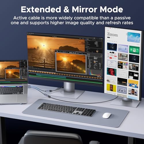 Image of UGREEN 8K@60Hz Active Display Port to HDMI Adapter 0.2M, Unidirectional DP 1.4 PC to HDMI 2.1 Screen Male to Female Cable, 4K@240Hz /2K@240Hz for Desktop, Projector Compatible with AMD, NVIDIA