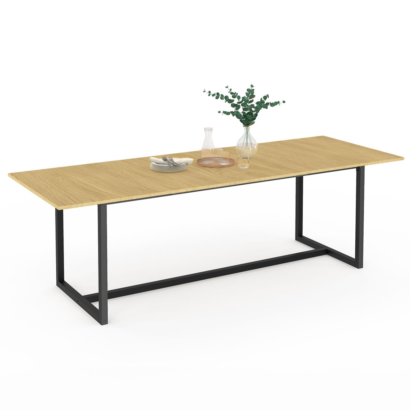 IDMarket – Mesa de comedor extensible rectangular Detroit 8-12 personas, diseño industrial 200-250 cm